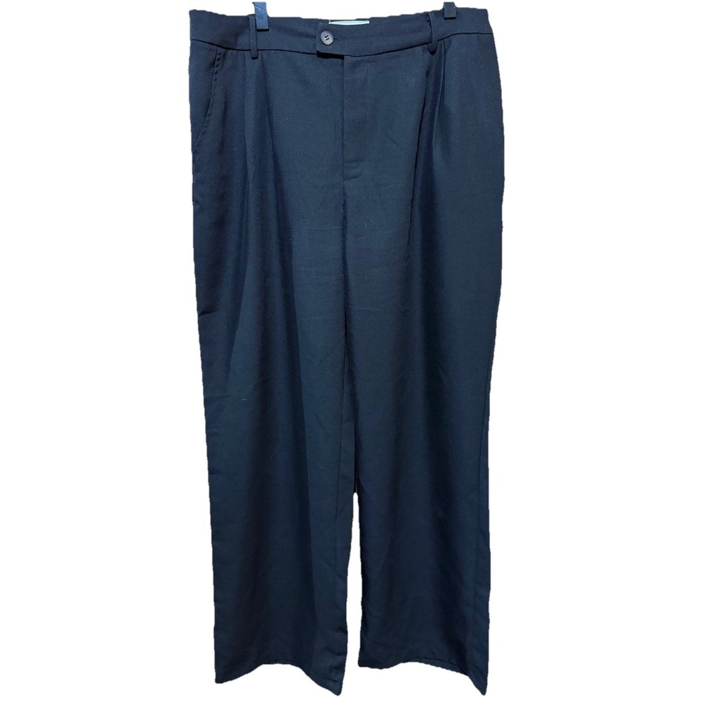 RIHOAS Black High Waisted Straight Leg Pleated Trousers Pants XL 34x30 EUC
